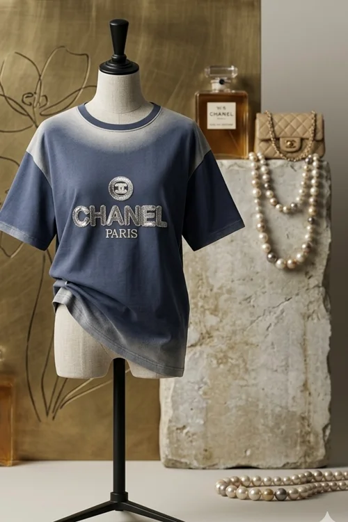 تیشرت طوسی طرح Chanel
