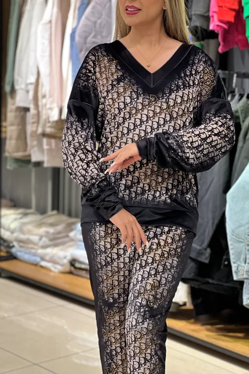 ست مخمل یقه هفت طرح DIOR