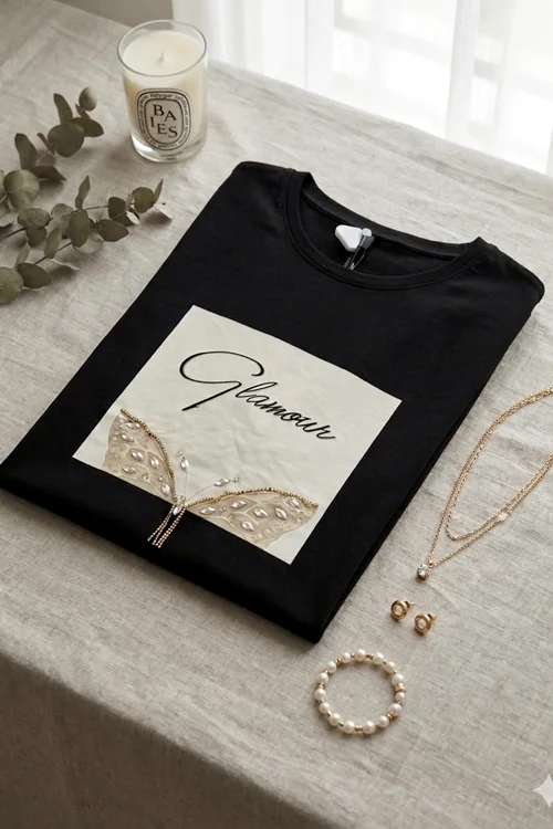 تیشرت لانگ طرح پروانه